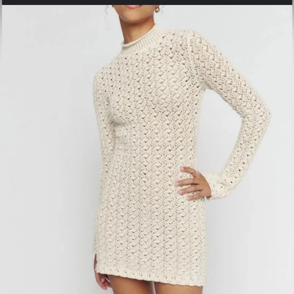 Reformation Nora Open Knit Mini Dress Xs